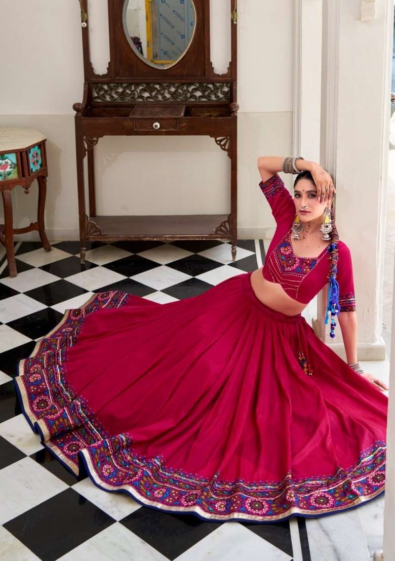 Pink Silk Lehenga Set with Printed for Diwali | Wedding & Festive Wear - Indya