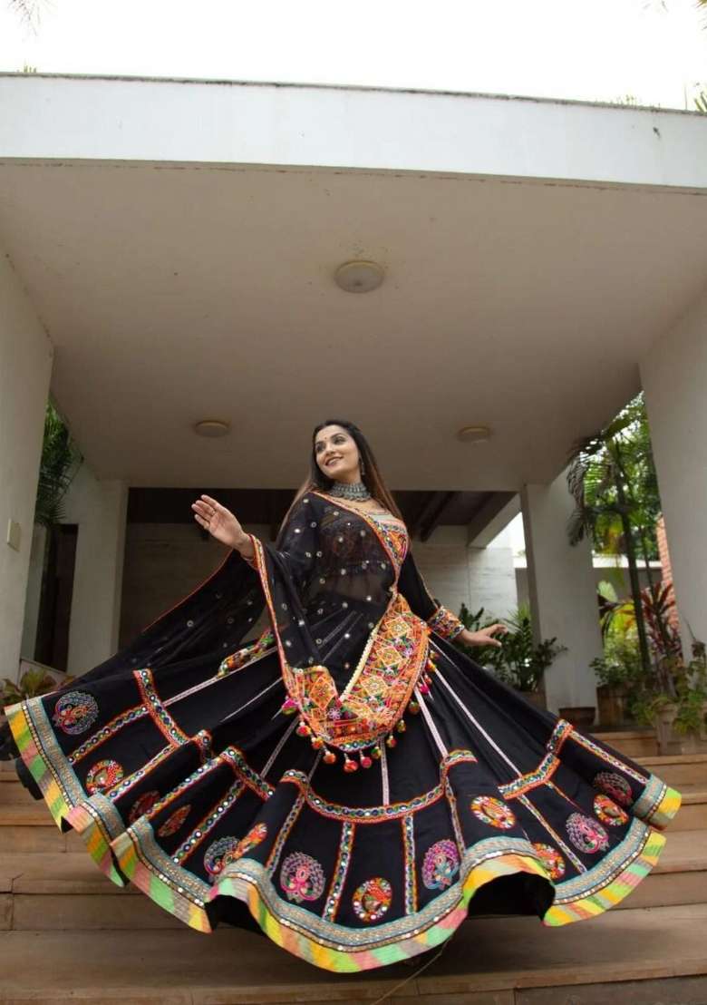 Multicolor Printed Silk Lehenga Set for Diwali and Festive Wear - Indya