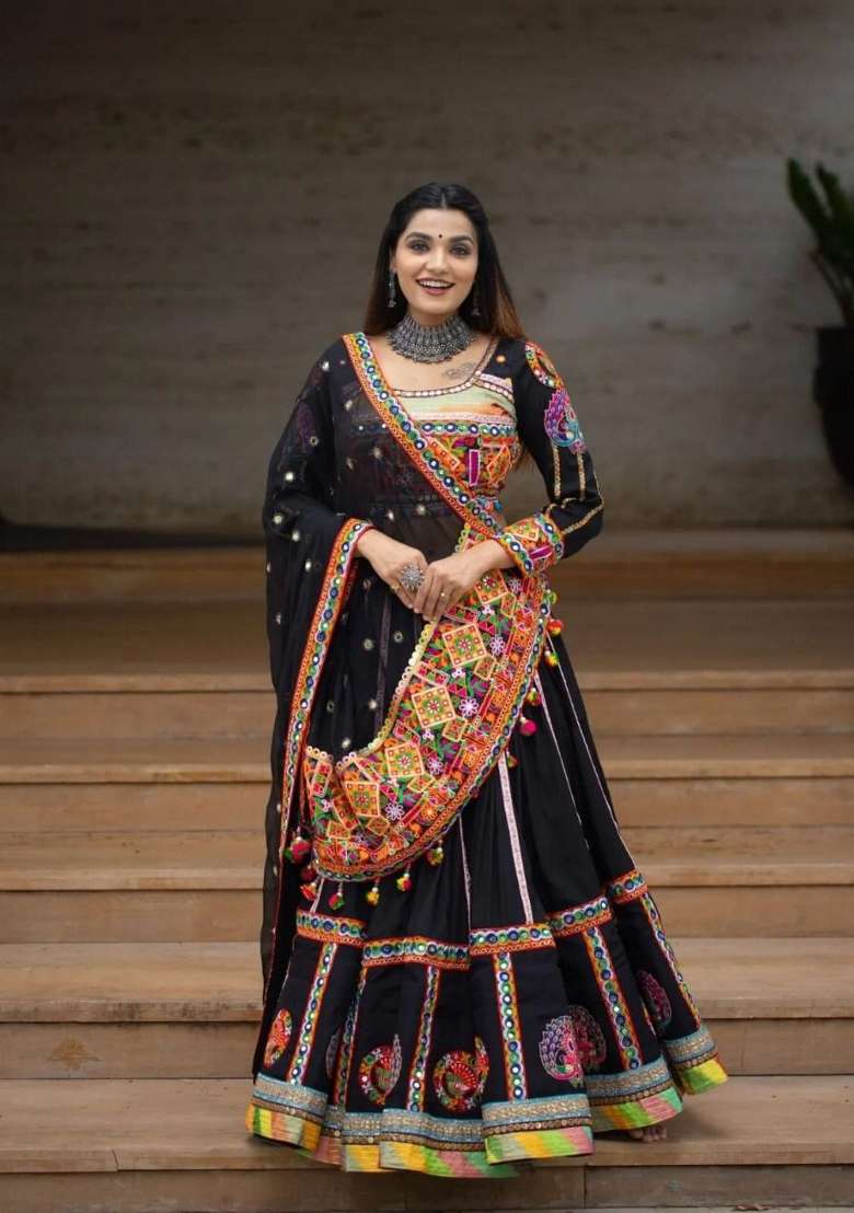 Multicolor Printed Silk Lehenga Set for Diwali and Festive Wear - Indya