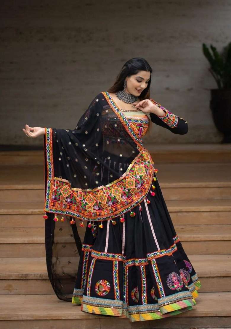 Multicolor Printed Silk Lehenga Set for Diwali and Festive Wear - Indya