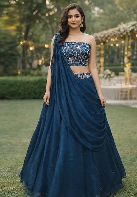 Rama Embroidered Silk Blend Lehenga Set