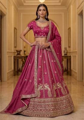 Pink Sequin Work Silk Blend Lehenga Set