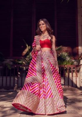 Multicolor Sequin Work Georgette Lehenga Set