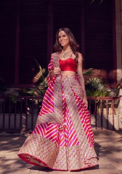 Multicolor Sequin Work Georgette Lehenga Set
