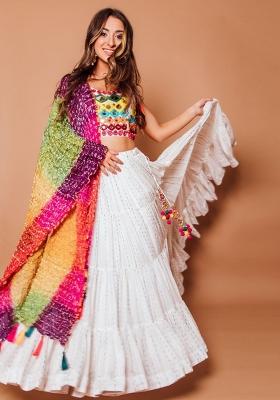 Multicolor Sequin Work Georgette Lehenga Set