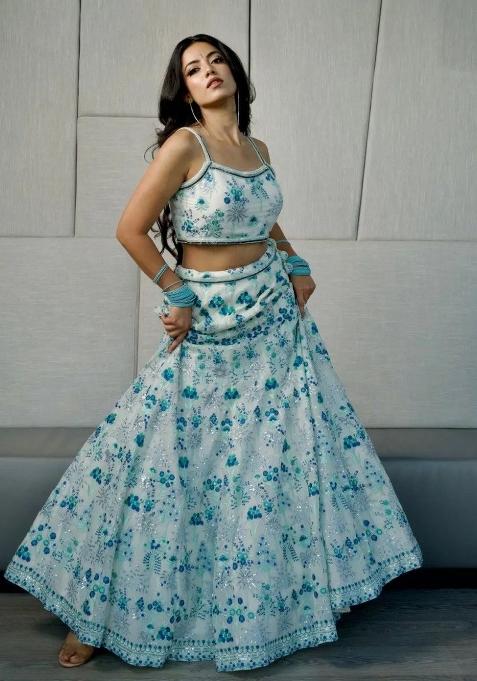 Multicolor Sequin Work Micro Lehenga Set