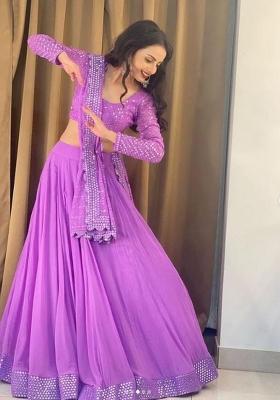 Lavender Sequin Work Georgette Lehenga Set