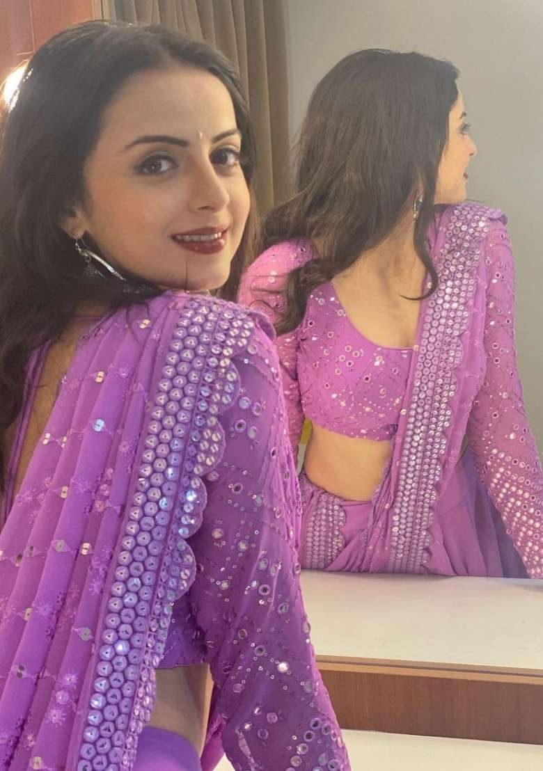 Lavender Work Georgette Lehenga Set with Sequin for Diwali | Wedding & Festive Wear - Indya