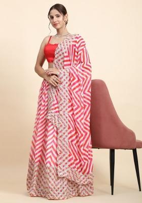 Multicolor Embroidered Georgette Lehenga Set