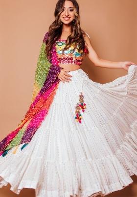 Multicolor Embroidered Georgette Lehenga Set