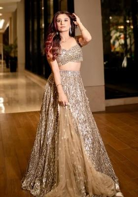 Golden Embroidered Silk Lehenga Set