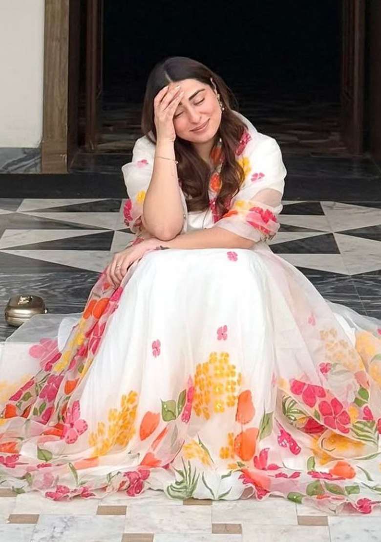 White Silk Lehenga Set with Printed for Diwali | Wedding & Festive Wear - Indya