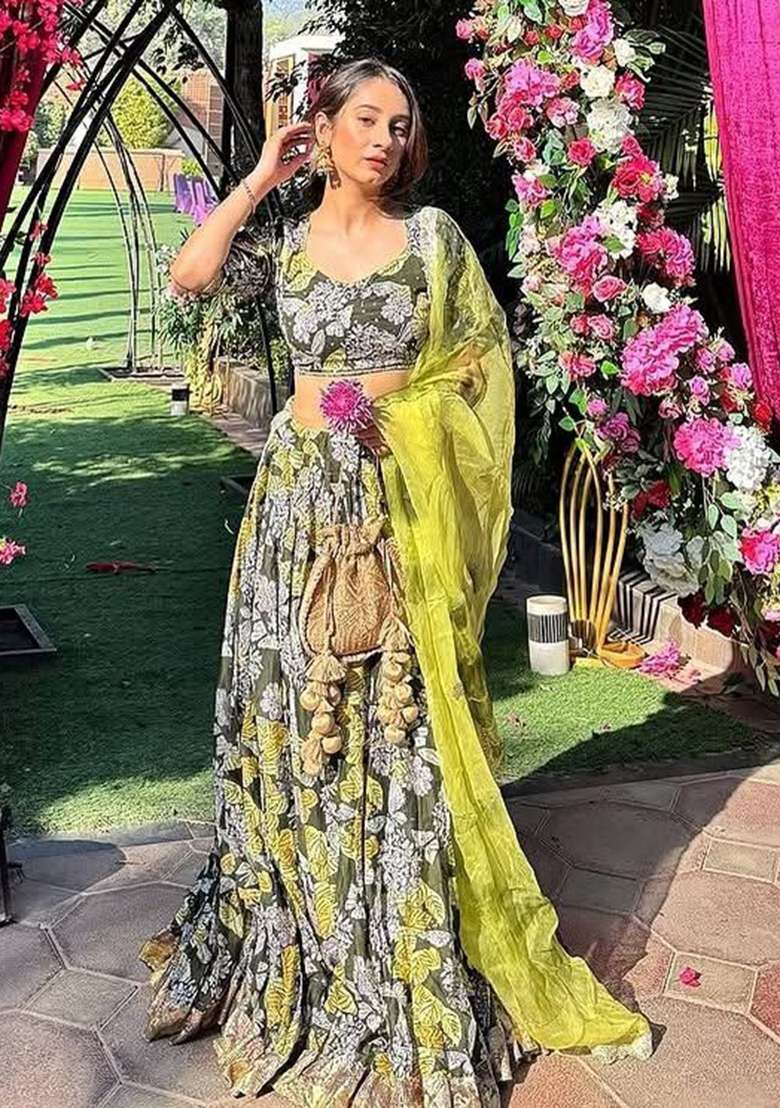 Perrot Silk Lehenga Set with Printed for Diwali | Wedding & Festive Wear - Indya