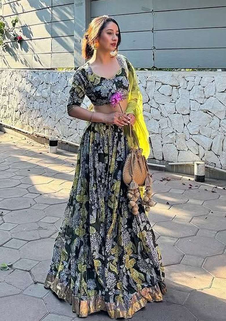 Perrot Silk Lehenga Set with Printed for Diwali | Wedding & Festive Wear - Indya