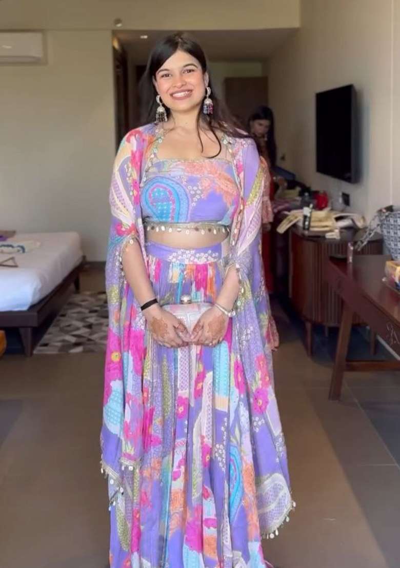 Multicolor Silk Lehenga Set with Printed for Diwali | Wedding & Festive Wear - Indya