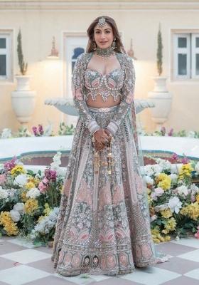 Multicolor Embroidered Silk Lehenga Set