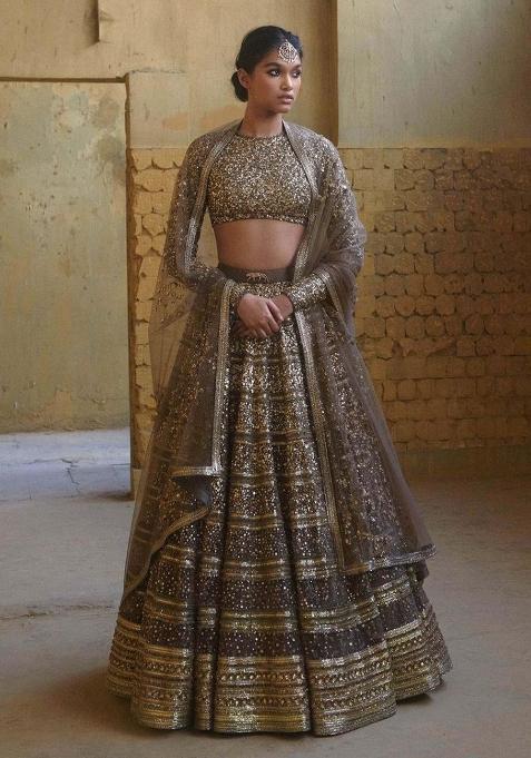 Multicolor Sequin Work Georgette Lehenga Set