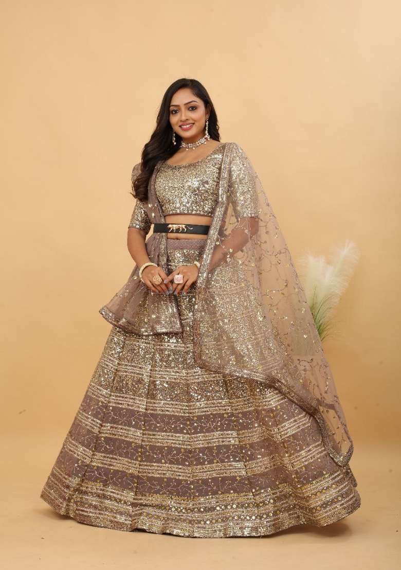 Multicolor Embroidered Georgette Lehenga Set - Indya