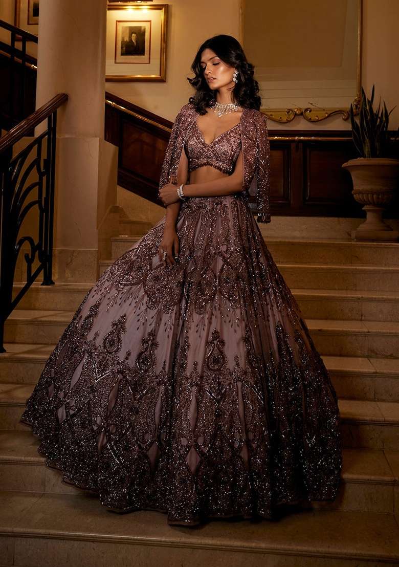 Multicolor Work Net Lehenga Set with Sequin for Diwali | Wedding & Festive Wear - Indya