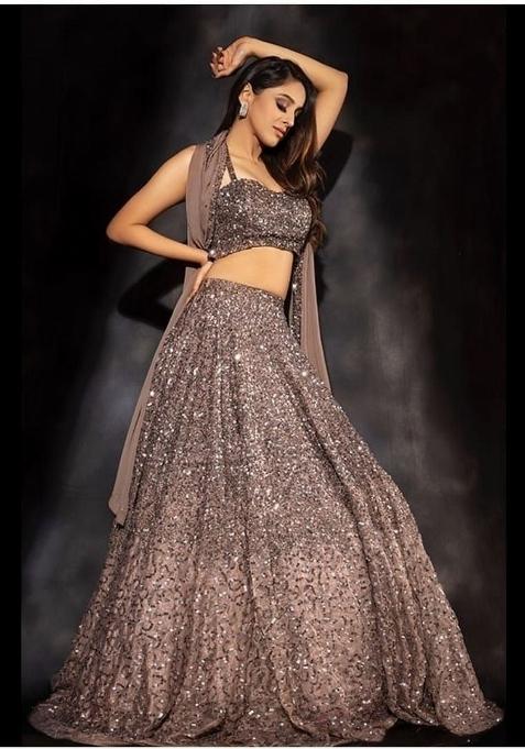 Multicolor Embroidered Silk Lehenga Set