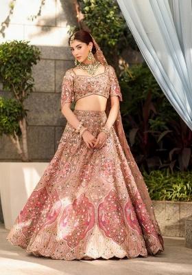 Multicolor Embroidered Silk Lehenga Set