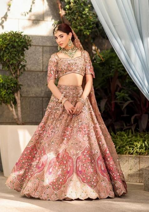 Multicolor Embroidered Silk Lehenga Set