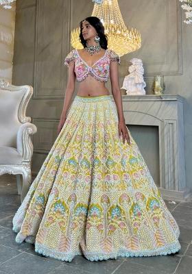 Yellow Embroidered Silk Lehenga Set