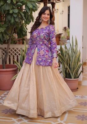 Off White Jacquard Silk Lehenga Set