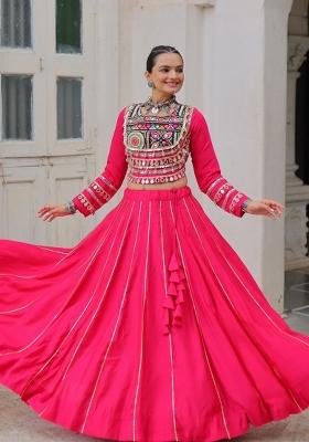 Pink Gota Border Silk Lehenga Set