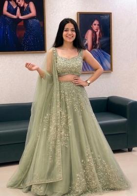 Pista Embroidered Net Lehenga Set