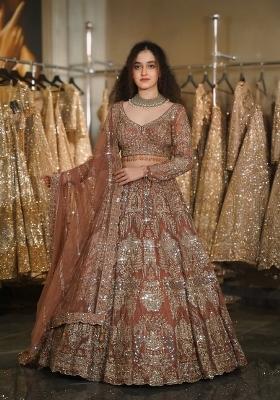 Onion Embroidered Net Lehenga Set