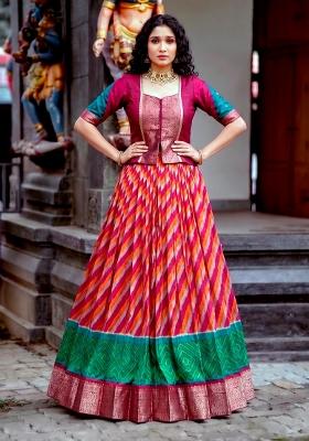 Red Zari Work Silk Lehenga Set