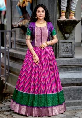 Purple Zari Work Silk Lehenga Set