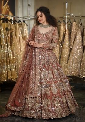 Onion Embroidered Net Lehenga Set