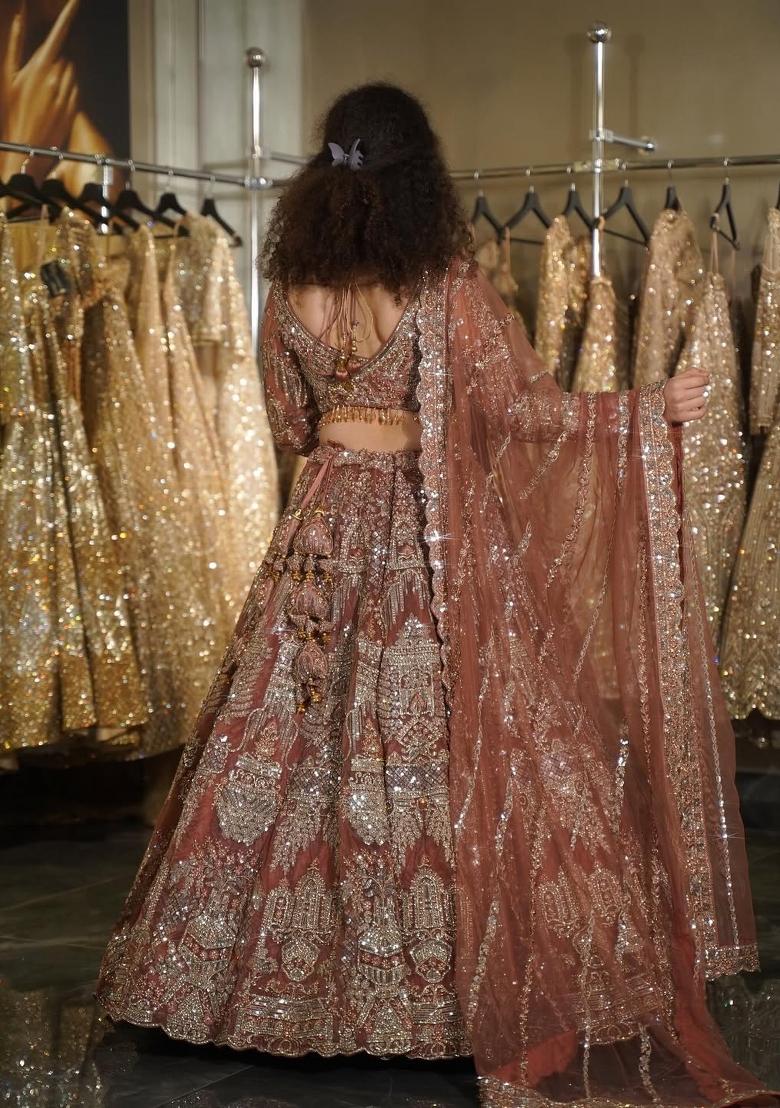 Onion Embroidered Net Lehenga Set - Indya
