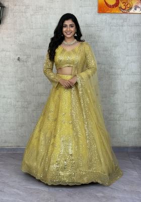 Pista Light Embroidered Net Lehenga Set
