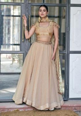 Cream Embroidered Fendi Lehenga Set