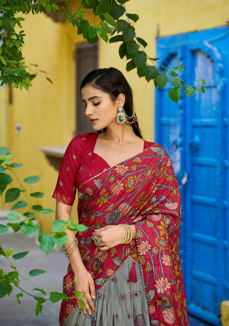 Sea Green Silk Lehenga Set with Printed for Diwali | Wedding & Festive Wear - Indya