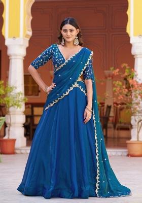 Peacock Embroidered Fendi Lehenga Set