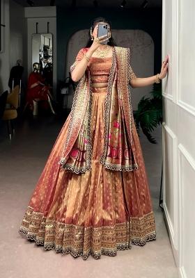 Peacock Zari Work Organza Lehenga Set