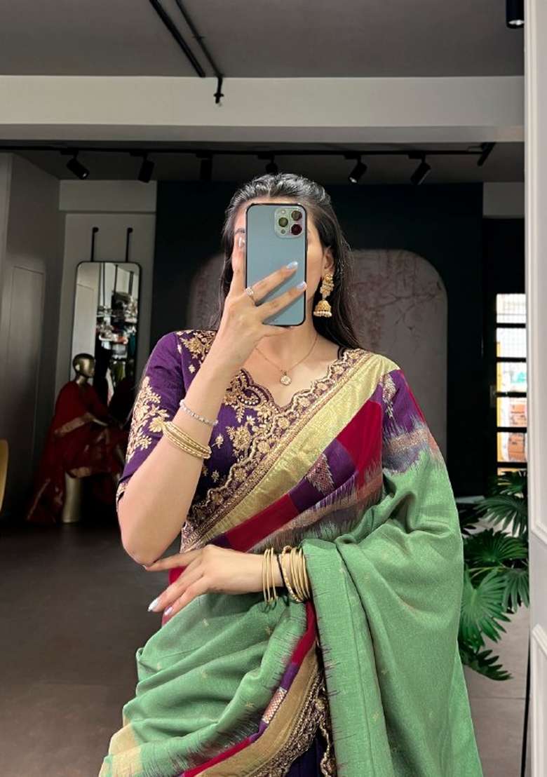 Purple Embroidered Silk Lehenga Set for Diwali and Festive Wear - Indya
