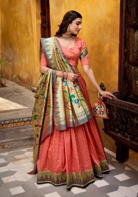 Peacock Zari Work Silk Lehenga Set