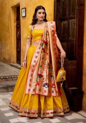 Green Zari Work Silk Lehenga Set