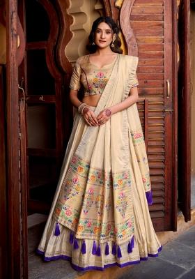 Purple Zari Work Shimmer Lehenga Set