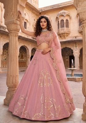 Baby Pink Embroidered Lehenga Set