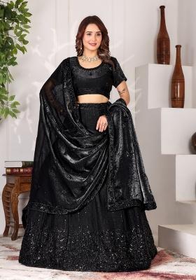 Black Embroidered Fendi Lehenga Set