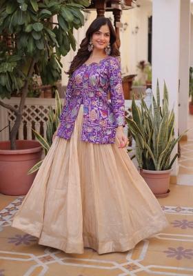 Off White Jacquard Silk Lehenga Set