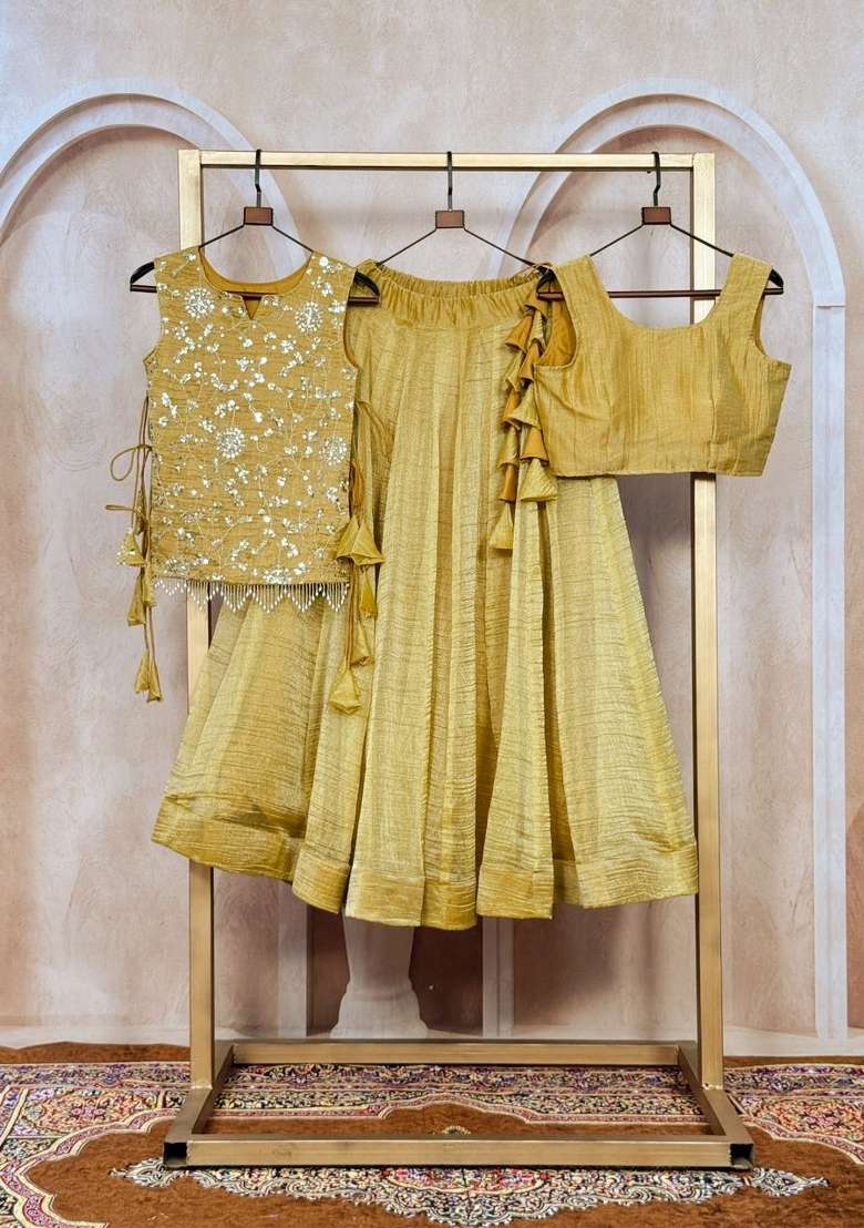 Mustard Silk Lehenga Set with Embroidered for Diwali | Wedding & Festive Wear - Indya