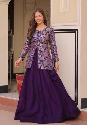 Purple Jacquard Shimmer Lehenga Set