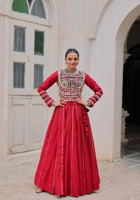 Red Gota_Border Silk Lehenga Set